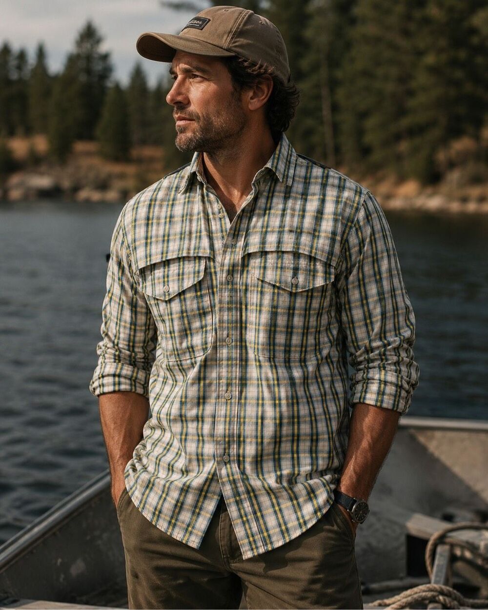 Filson Fishing Shirt Vented Plaid Button Down Size M